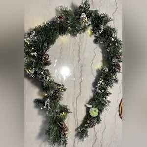 Festive‎ Green Pine Garland with Lights and Pine Cones